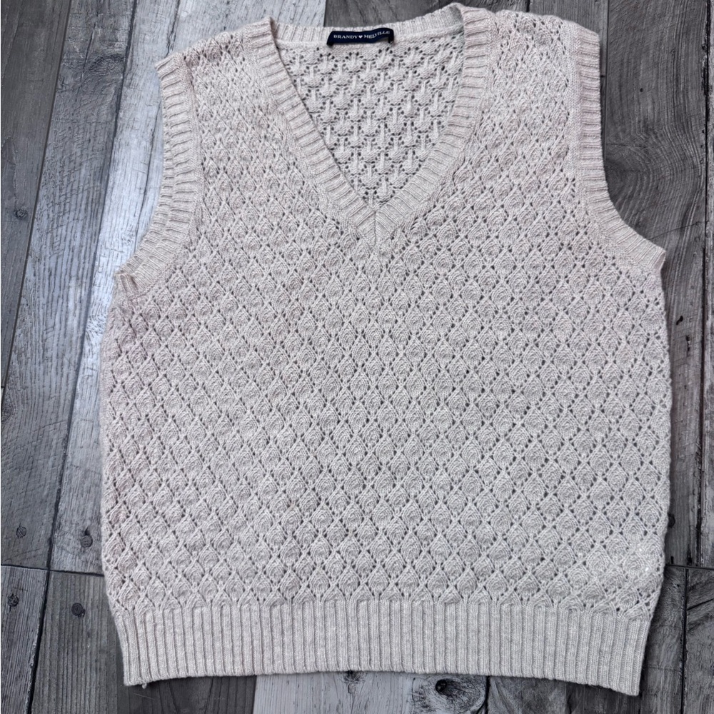 Brandy Melville Sweater Vest Diamond Pattern Knit Academia Wool Blend OS